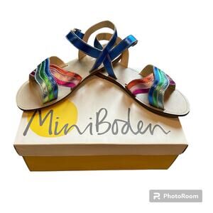 NEW Mini Boden Multi Metallic Leather Rainbow Sandals, Size EU 38 US Women's 8.5